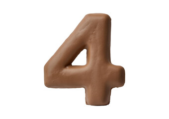 Fototapete - 3D clay alphabet 4 isolated on transparent or white background