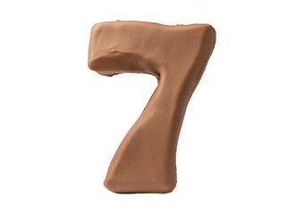Fototapete - 3D clay alphabet 7 isolated on transparent or white background