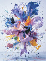 Poster - Abstract Colorful Paint Explosion on White Background