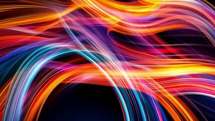 Poster - Vibrant Energy Trails: A dynamic display of energy flows, interwoven with bright, energetic streaks of light, painting a picture of motion and digital artistry.
