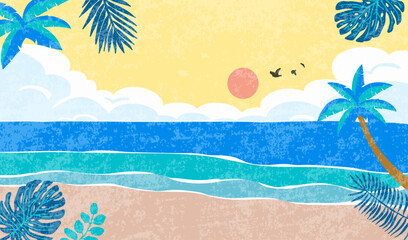 Wall Mural - summer landscape background with beach and sand grain texture for horizontal design