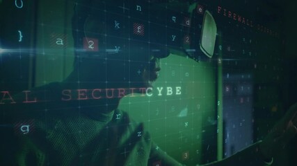 Aufkleber - Interacting with digital animation, person viewing malware warning and encrypted data