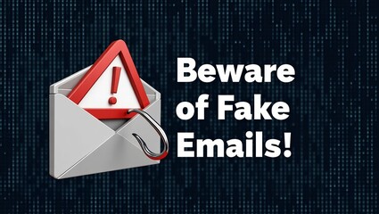 Aufkleber - A striking warning graphic highlighting the importance of being cautious with emails featuring a fake alert symbol.