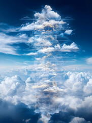 Poster - Abstract Digital Cloud Formation in a Blue Sky