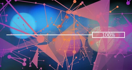 Poster - Animation of abstract geometric shapes with network connections and progress bar
