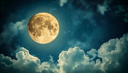 Naklejka na meble The beautiful full moon appears against a starry night sky