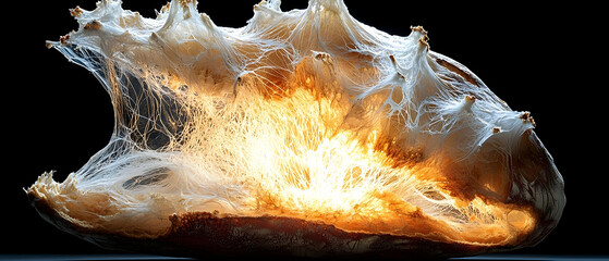 Poster - Abstract Glowing Energy Form with Brown and White Texture