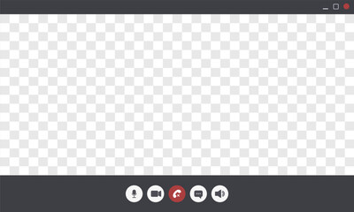 Videocall Interface. Online business webinar chat. User video call window. Virtual meeting space. Application for communication. Flat Vector illustration.
