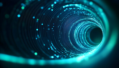 Poster - Abstract digital tunnel with glowing blue particles creating a mesmerizing visual effect, perfect for futuristic themes.