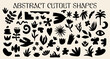 © WeirdyTales - Abstract cutouts shapes design elements set with vector illustration of different types exotic leaves and flowers, tropical plants, birds, folk nature objects, geometric silhouette in boho aesthetic