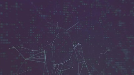 Poster - Animation of digital connections with lines and dots on dark background