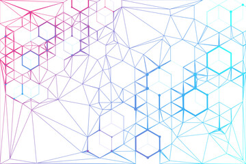 Poster - abstract polygonal and hexagons space. triangles with connecting dots and lines. background concept 