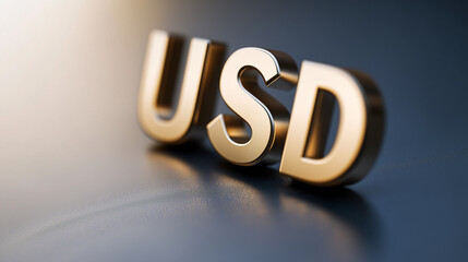 Poster - Golden usd symbol representing united states dollar is laying on dark blue surface
