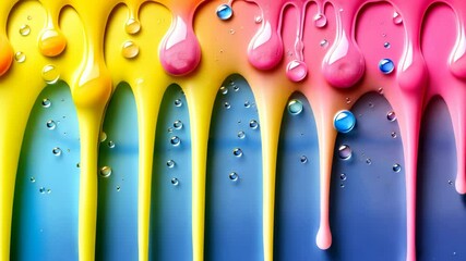 Poster - Vibrant dripping paint transitions on bright textured surface