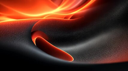 Poster - Luminous waves flowing across dark surface with fiery glow and dynamic movement