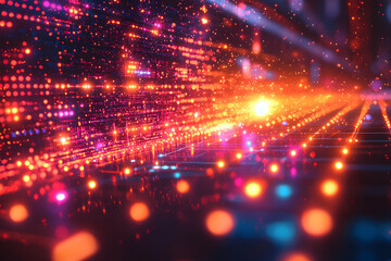 Poster - Abstract digital artwork showcasing glowing lights. Great for tech-related projects or science fiction. Perfect for web design and futuristic themes.
