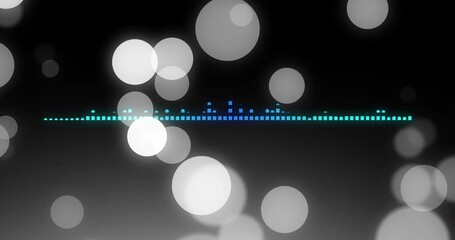Poster - Glowing soundwave animation with floating bokeh lights on dark background