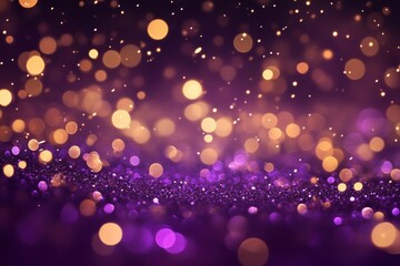Wall Mural - Abstract Bokeh Light Sparkle Background in Gold and Purple Hues