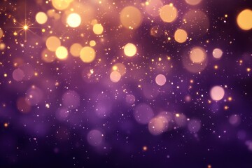 Wall Mural - Elegant Purple Bokeh Background with Gold Sparkles for Festive Design
