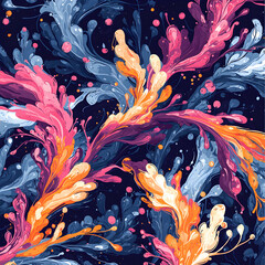 Poster - Abstract artistic explosion of color and fluid shapes. Great for fabric patterns wallpapers or digital art designs. A vibrant visual impact.