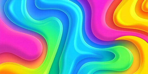Poster - Abstract colorful background with bright rainbow lines, swirls, and fractal light patterns