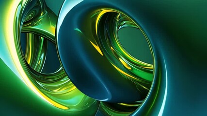 Poster - loops with a green and yellow tint, seamless gradient blending, and a glossy finish