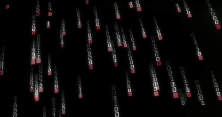 Poster - Falling binary code animation over black background, resembling digital rain