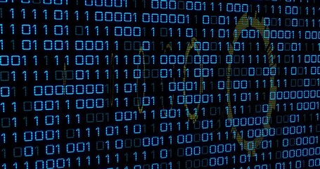 Poster - Animation of binary code with arrows showing data flow and processing