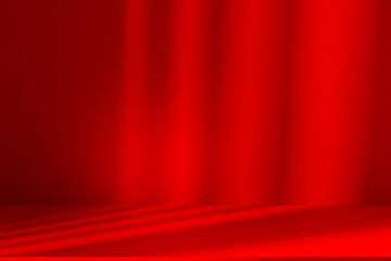 Poster - Wall interior background, studio and backdrops show products.with shadow from window color Red background for text insertion and presentation product	