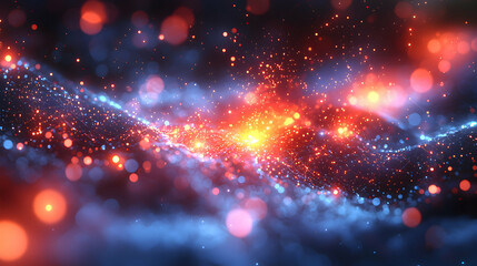 Poster - Abstract digital artwork depicting a glowing energy field. Great as a vibrant background for websites science or technology themes or futuristic projects.