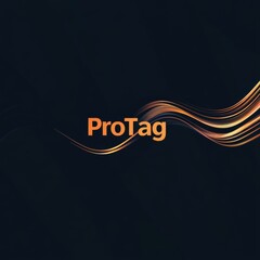 Poster - Elegant ProTag Logo on Dark Background with Glowing Golden Wave Accents: A Modern Corporate Design