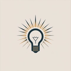Fototapete - Illuminating Idea: A vintage-styled light bulb emitting rays of inspiration and innovation on a serene backdrop