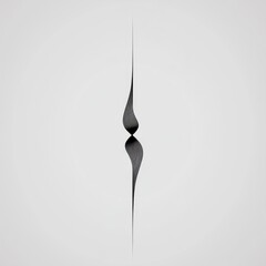 Aufkleber - Minimalist Line Art: Abstract Reflection with a Single Vertical Axis on Gray Background.