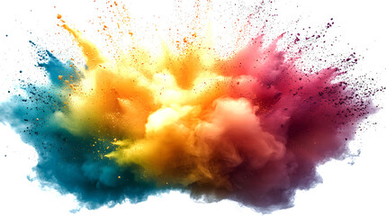 Wall Mural - Vivid Color Explosion with Bold Smoke and Powder Burst on white and transparent background. PNG