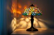 © Asrianto - Colorful Tiffany lamp in corner, warm light, home interior, decorative object