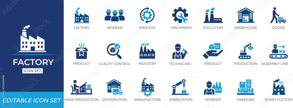 Factory icon set . Stock Vector | Adobe Stock