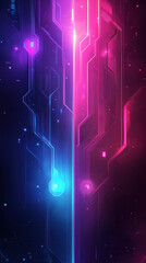 Poster - A colorful image of a blue and pink line with a purple background. The image has a futuristic and electronic vibe