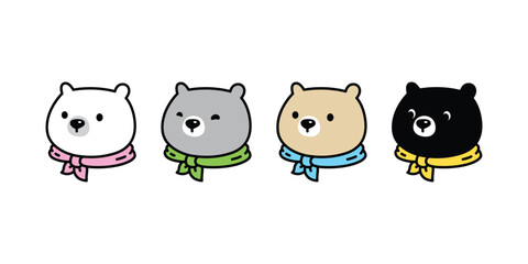 Wall Mural - bear polar icon face scarf collar vector teddy pet cartoon character logo symbol illustration clip a
