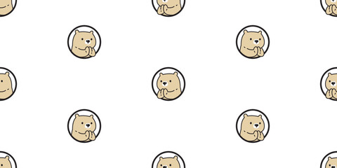 Wall Mural - bear polar seamless pattern hello sawaddee thai vector teddy pet cartoon doodle gift wrapping paper 