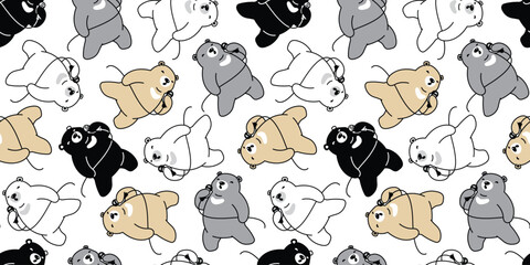 Wall Mural - bear seamless pattern polar bear singing song music microphone vector teddy cartoon doodle gift wrap