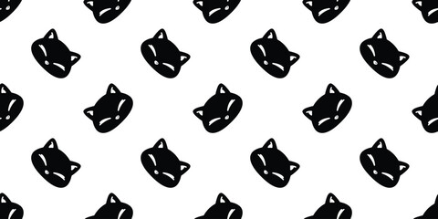 Wall Mural - cat seamless pattern black kitten calico face head cartoon doodle pet illustration tile background g