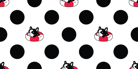 Wall Mural - dog seamless pattern french bulldog inflatable swimming ring pool beach ocean puppy vector pet breed