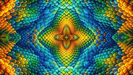 Poster - Close-up of a green snake skin pattern with intricate texture and vibrant colors. close up of a green snake
