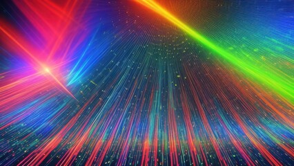 Poster - Bright abstract rainbow background with glowing stars and futuristic light bursts. abstract background with rainbow