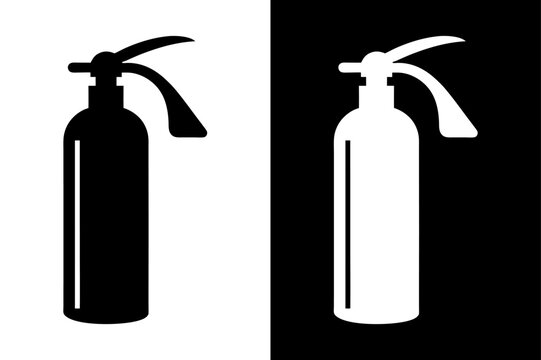 Fire Extinguisher Silhouette Vector Icon Black & White Background.