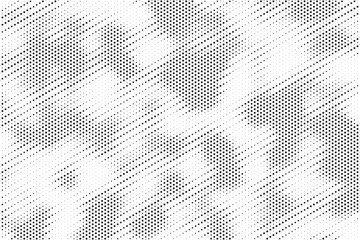 Fototapete - Grunge halftone gradient texture. Faded grit noise background. Sandy gritty wallpaper. Retro pixelated backdrop. Black and white anime or manga comic overlay. Vector graphic design textured halftone