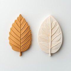 Poster - Stylish leaf-shaped wall decor in warm and cool tones for modern interiors.
