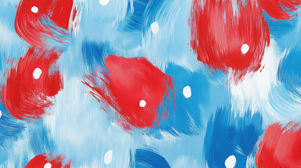 Poster - seamless pattern with digital paint strokes in light blue, red, and white creates dynamic and vibrant abstract design. brushstrokes blend smoothly, adding sense of movement