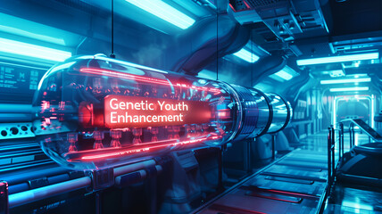 Aufkleber - This Research facility showcases advanced genetic technology for youth prolongation through gene therapy.