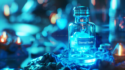 Aufkleber - This Futuristic lab with a vial labeled 'Eternal Youth' and advanced technology.